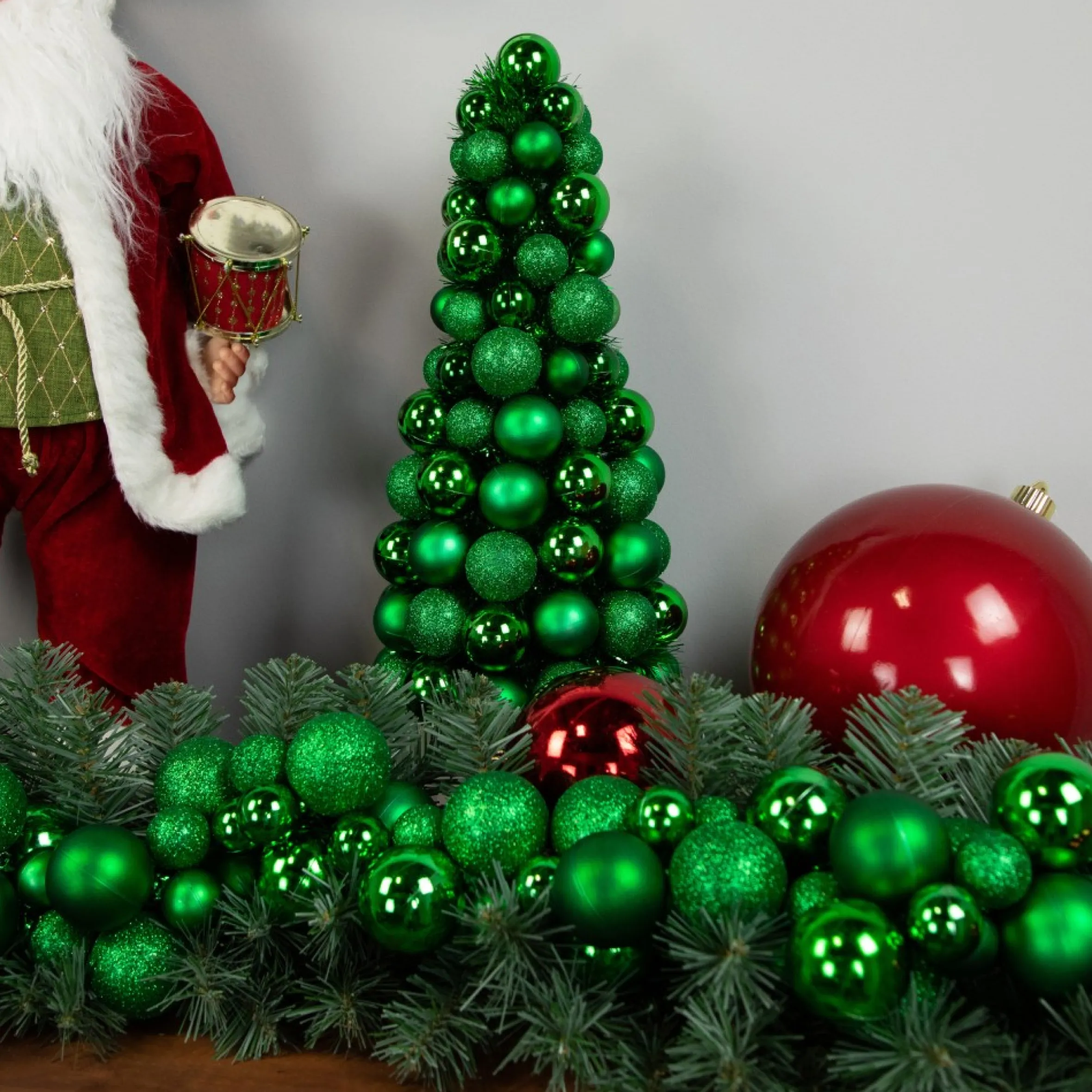 6' Green 3-Finish Shatterproof Ball Christmas Garland