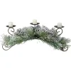 30" Green Frosted Pine Needle And Pine Cone Christmas Candle Holder