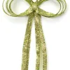16" Green Glitter Drenched Bow Christmas Decor