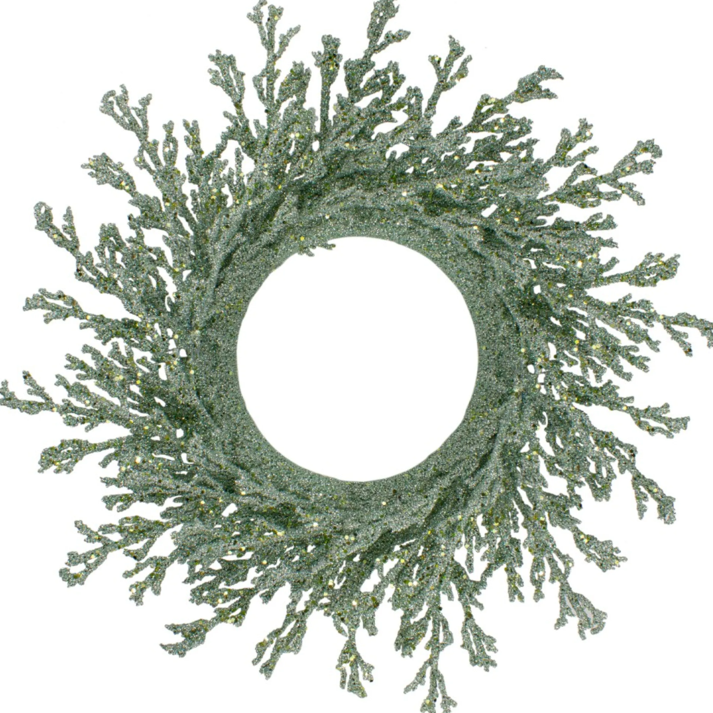 20" Green Glittered Artificial Coral Christmas Wreath