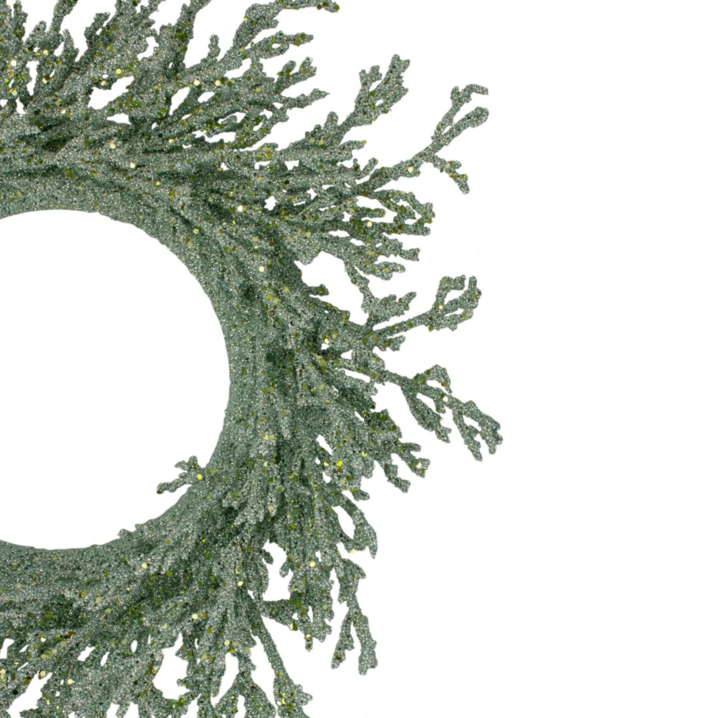20" Green Glittered Artificial Coral Christmas Wreath