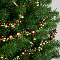 5' Green, Gold And Red Jingle Bell Christmas Garland, Unlit