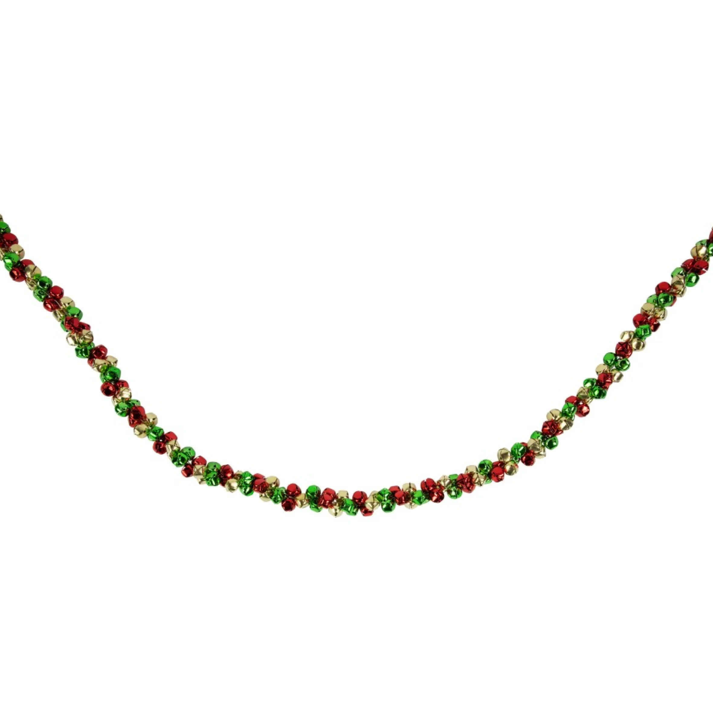 5' Green, Gold And Red Jingle Bell Christmas Garland, Unlit