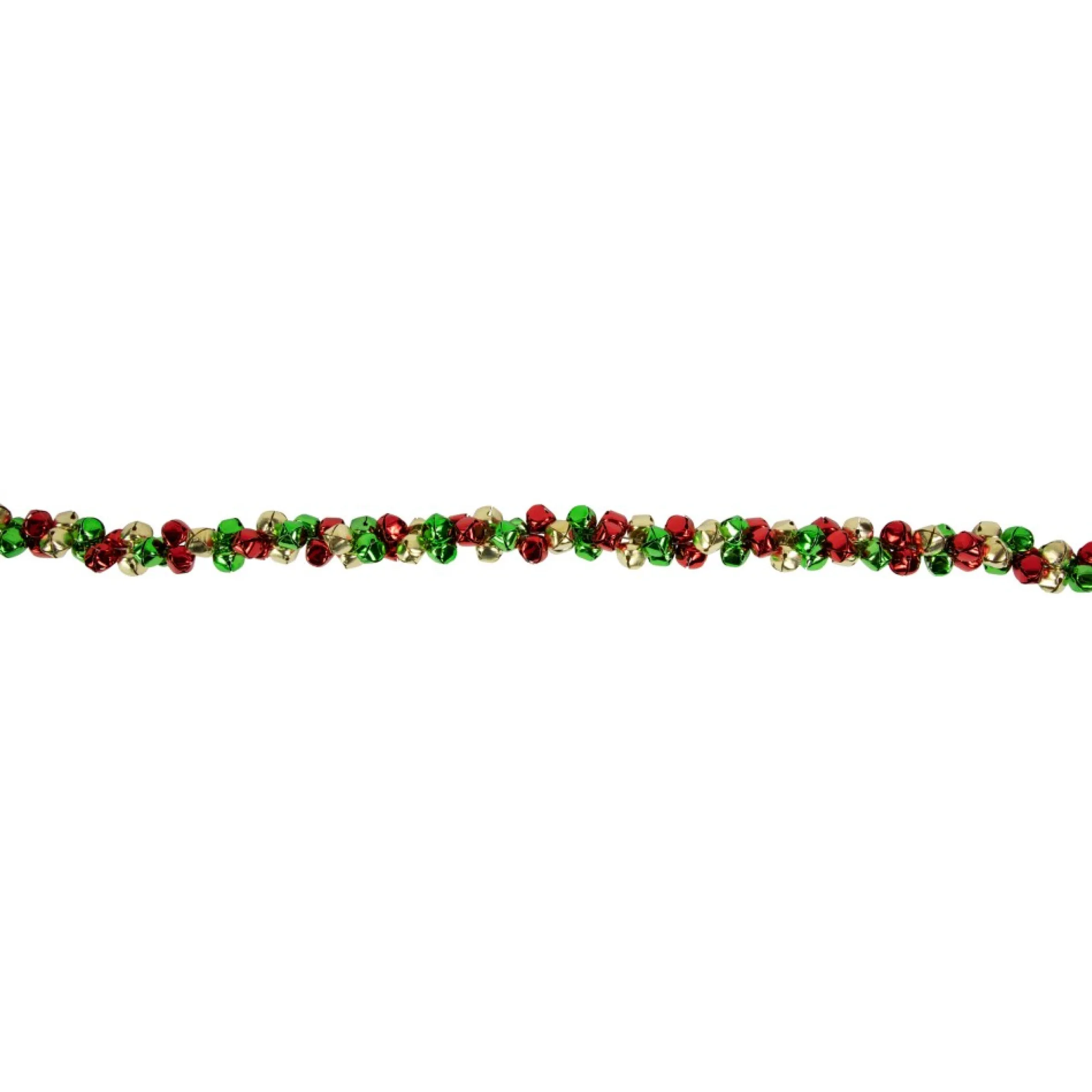 5' Green, Gold And Red Jingle Bell Christmas Garland, Unlit
