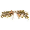 38" Green Harvest Rustic Sunflower And Cotton Swag, Unlit