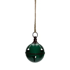 5" Green Metal Jingle Bell Hanging Christmas Decoration