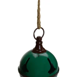5" Green Metal Jingle Bell Hanging Christmas Decoration