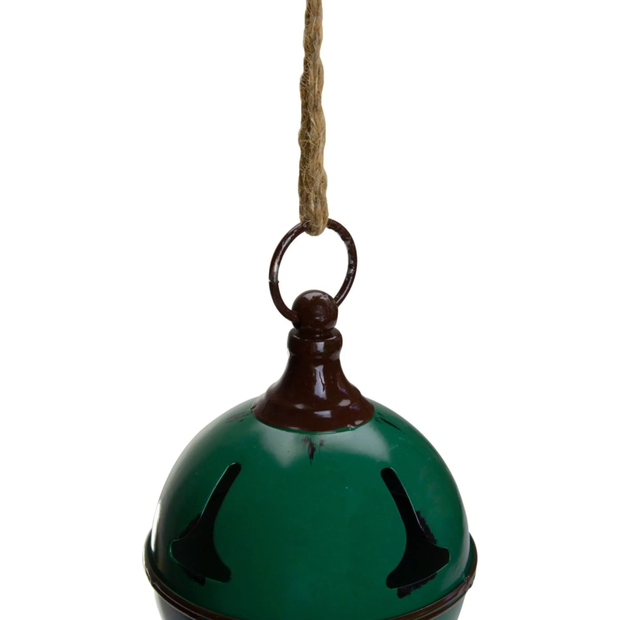 5" Green Metal Jingle Bell Hanging Christmas Decoration