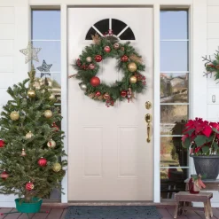 Green Mixed Foliage And Ornaments Artificial Christmas Wreath, 30-Inch, Unlit