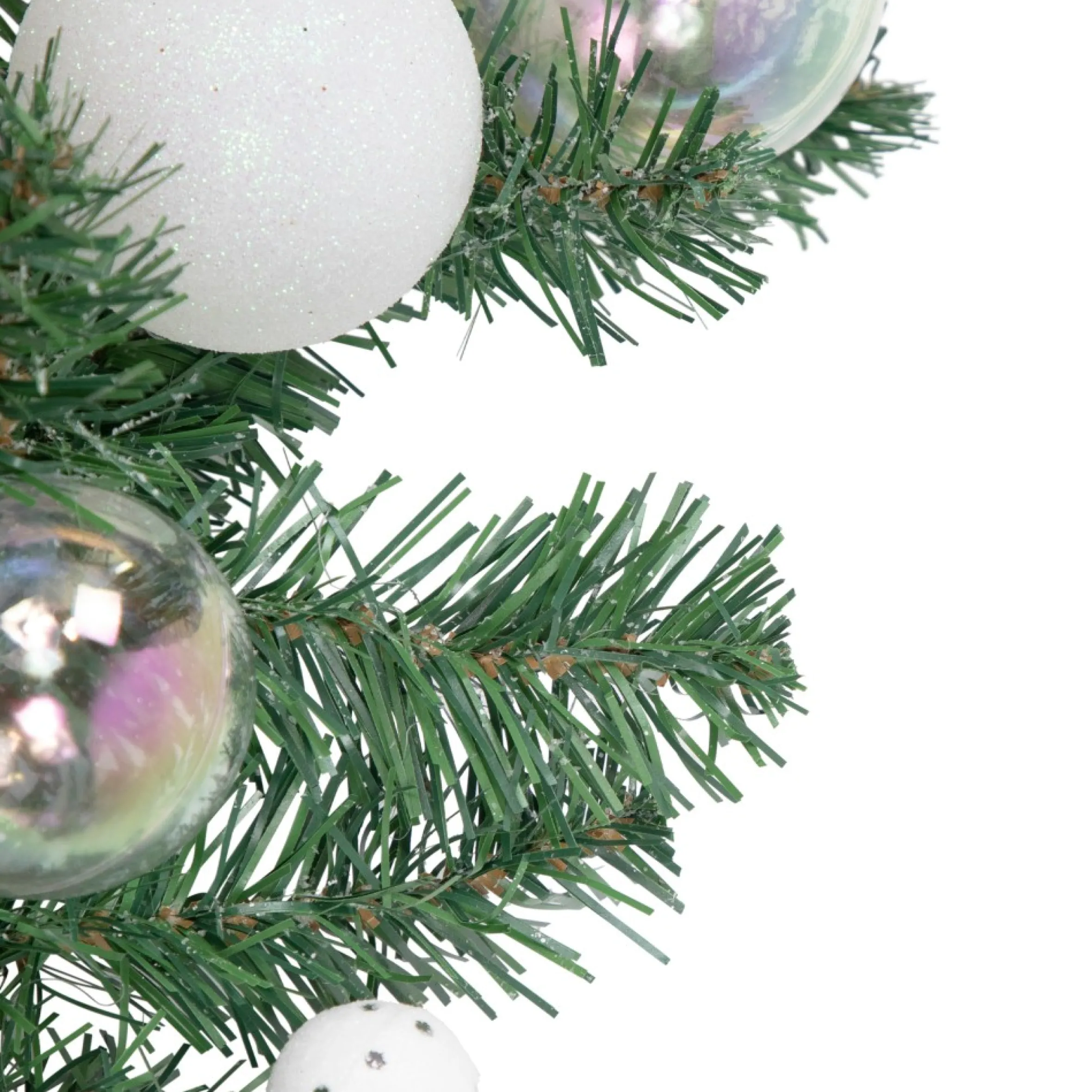 6' Green Pine Artificial Christmas Garland With Berries And Iridescent Ornaments