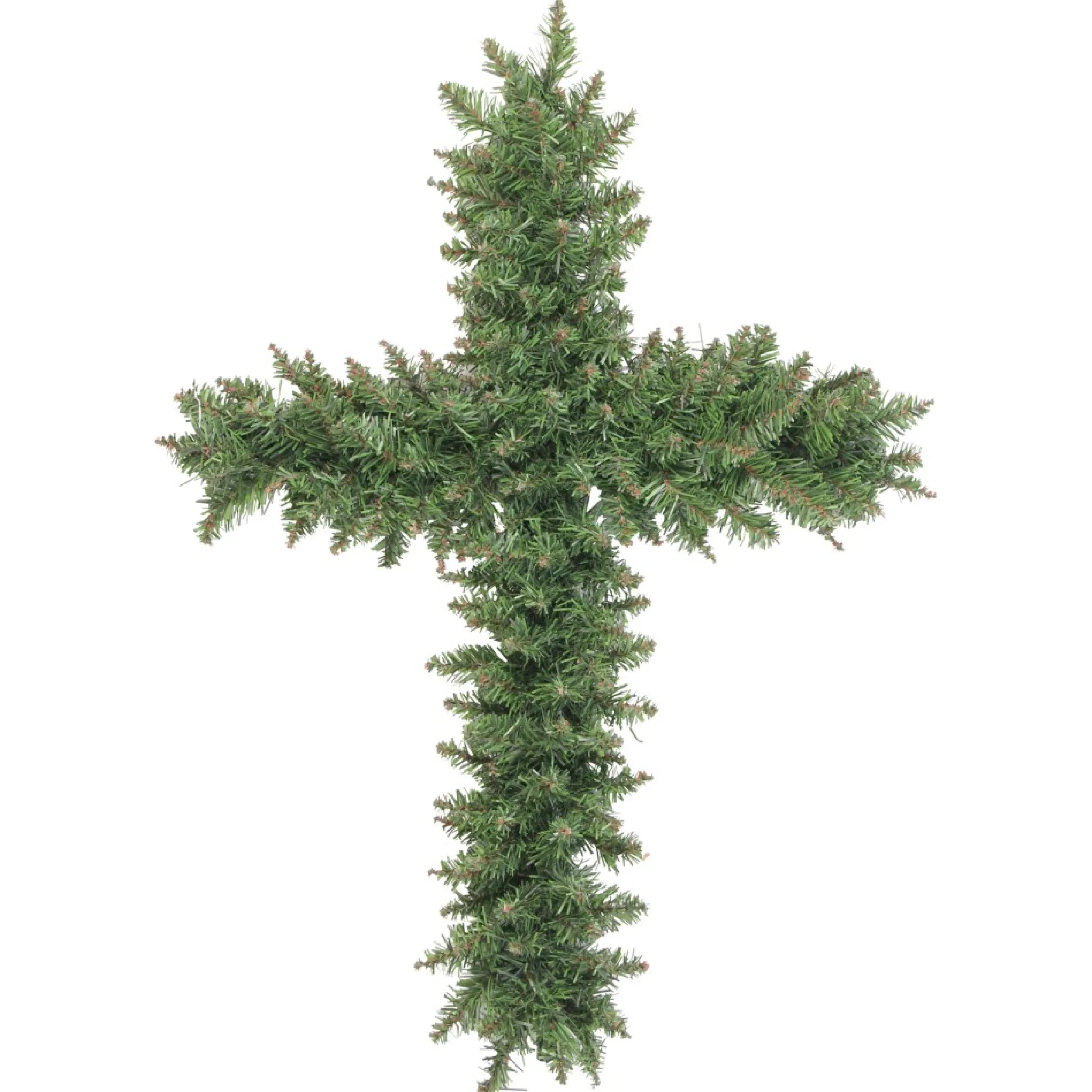 22" Green Pine Artificial Cross Shape Wreath With Ground Stake - Unlit