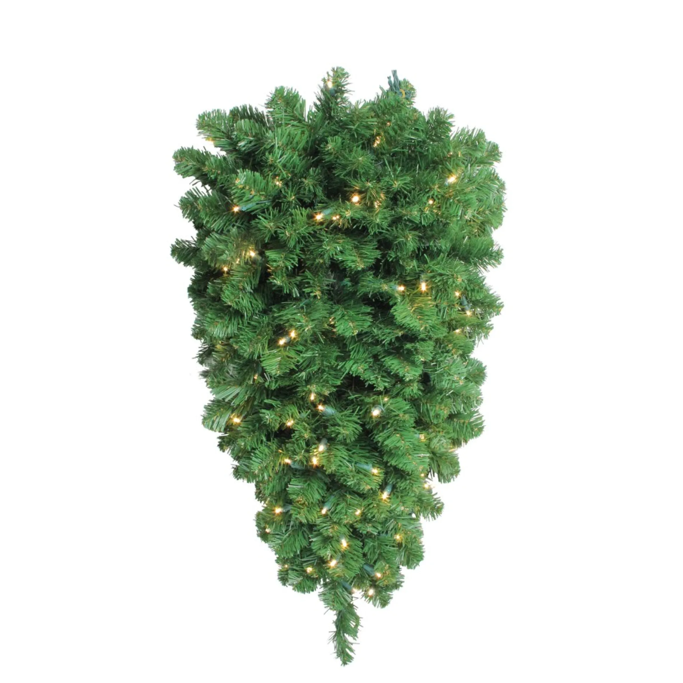 36" Green Pre-Lit Pine Artificial Christmas Column Swag - Warm White Led Lights
