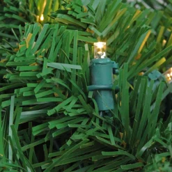 36" Green Pre-Lit Pine Artificial Christmas Column Swag - Warm White Led Lights