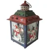 Green, Red And Blue Snowman Christmas Candle Lantern 11"