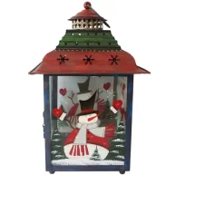 Green, Red And Blue Snowman Christmas Candle Lantern 11