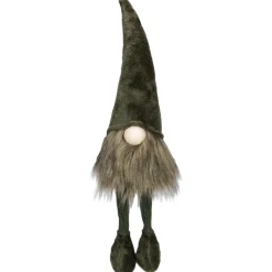20" Green Sitting Christmas Gnome With Knitted Dangling Legs