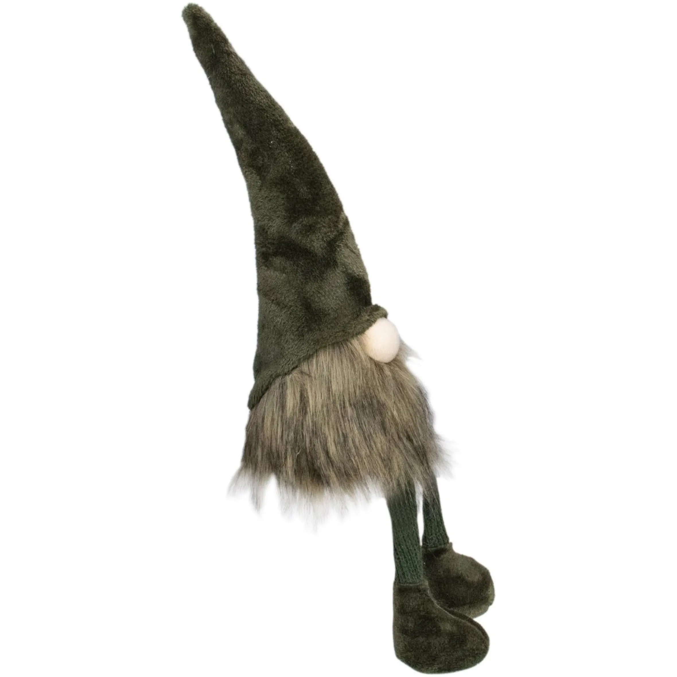 20" Green Sitting Christmas Gnome With Knitted Dangling Legs