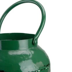10" Green Snowflake Cutout Christmas Candle Lantern- Metal
