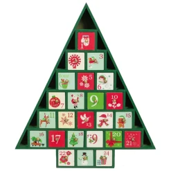 15 Green Tree Shaped Christmas Advent Calendar Decoration