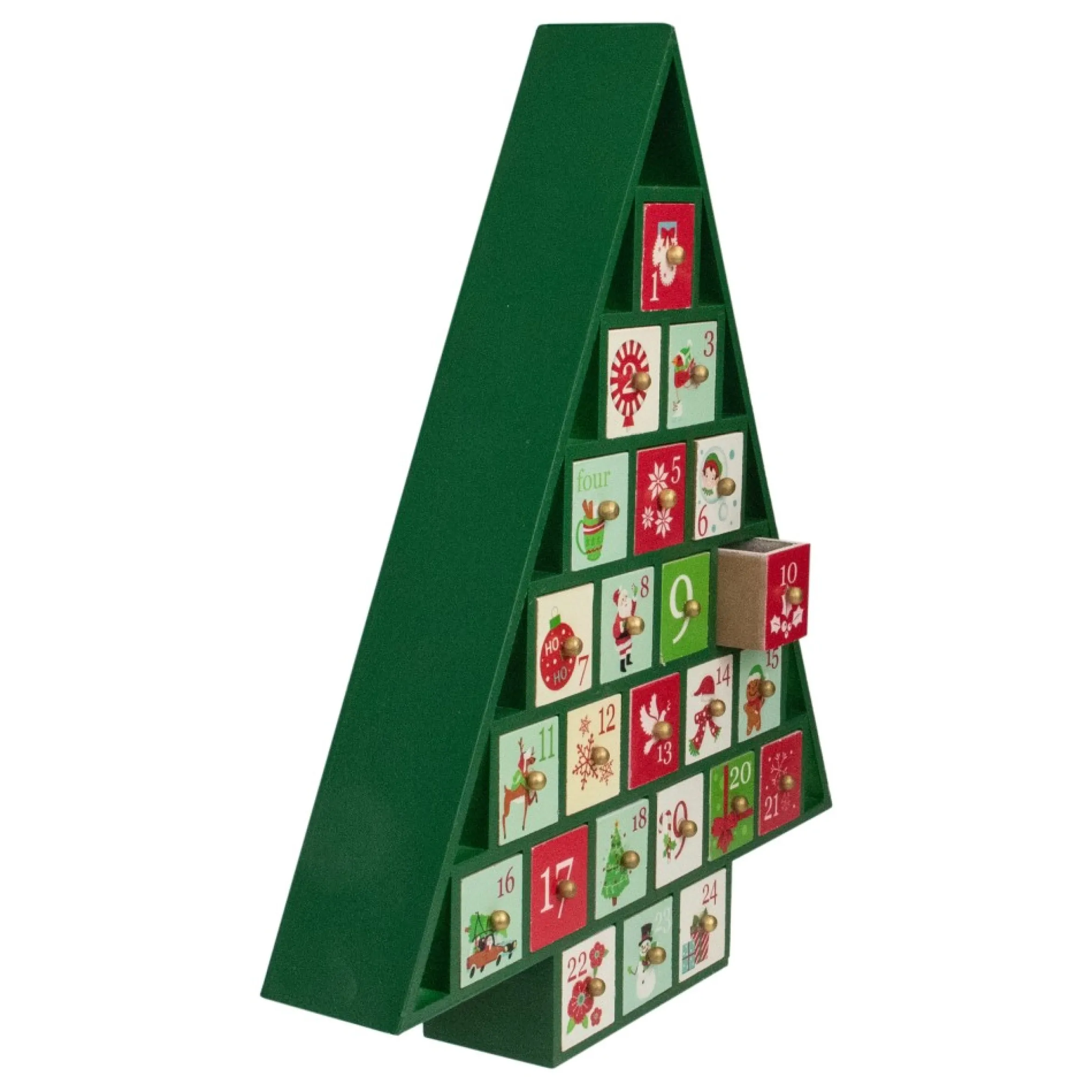15 Green Tree Shaped Christmas Advent Calendar Decoration