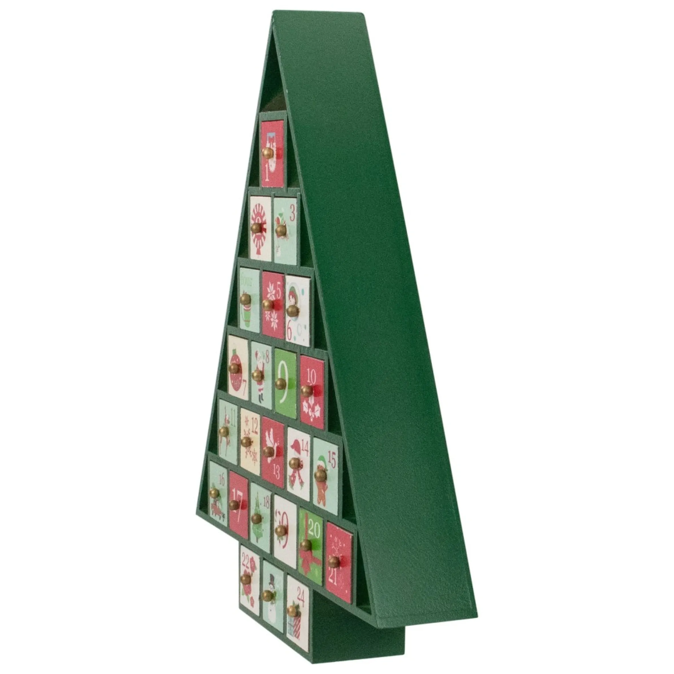 15 Green Tree Shaped Christmas Advent Calendar Decoration