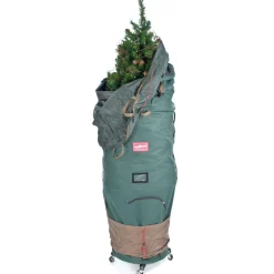 89" Green Upright Christmas Tree Medium Storage Bag With Rolling Tree Stand