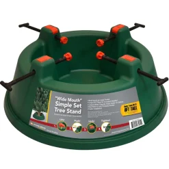 Green Wide Mouth Simple Set Live Christmas Tree Stand -Hold Trees Up To 8Ft
