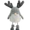15" Grey Bouncy Gnome With Antlers Tabletop Christmas Decoration