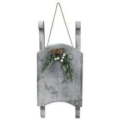 15" Grey Distressed Finish Christmas Sled Wall Hanging