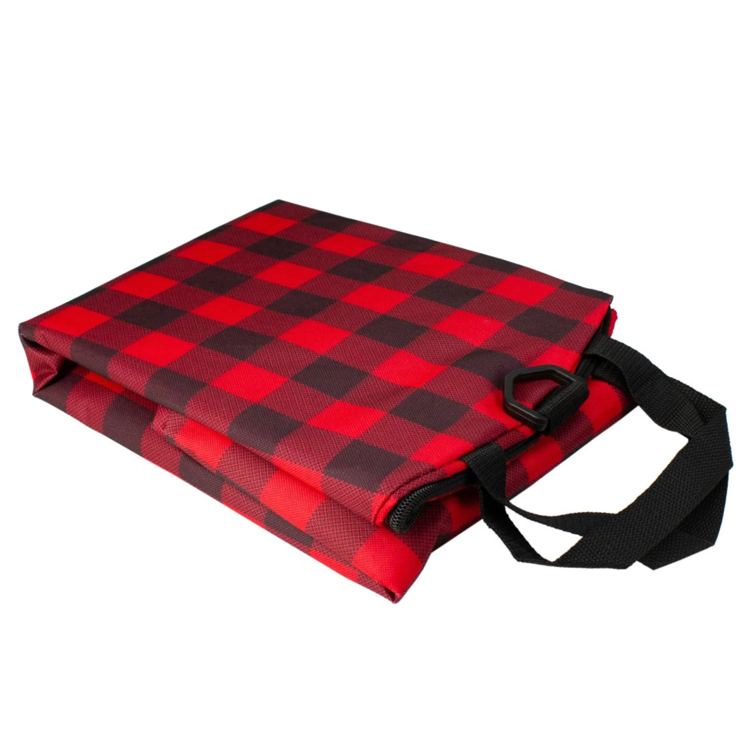 30" Heavy Duty Red And Black Plaid Christmas Wreath Storage Bag With Handles