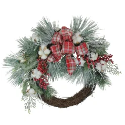 Holly Berry Red And Green Artificial Christmas Wreath - 24-Inch, Unlit