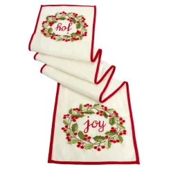 72" Holly Wreath "Joy" Christmas Table Runner