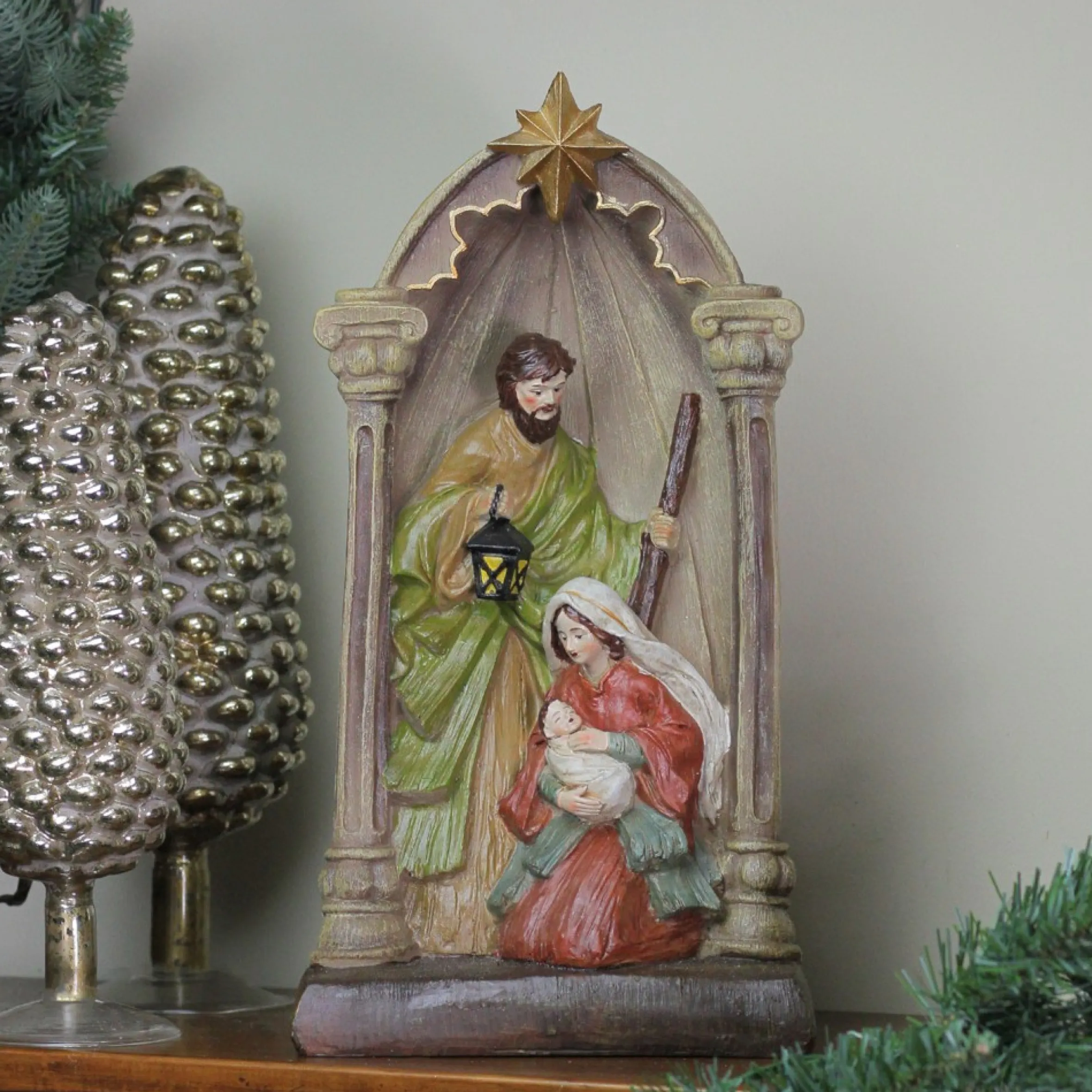 14.5" Holy Family And Angel Figures Christmas Nativity Statue Decor