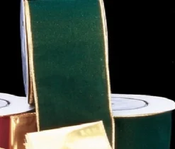 Hunter Green And Gold Wired Craft Ribbon 2" X 40 Yards