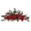 30" Hydrangea And Berries Artificial Christmas Swag, Unlit
