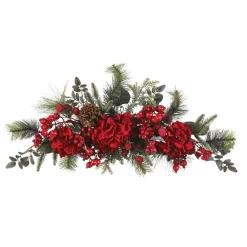 30" Hydrangea And Berries Artificial Christmas Swag, Unlit