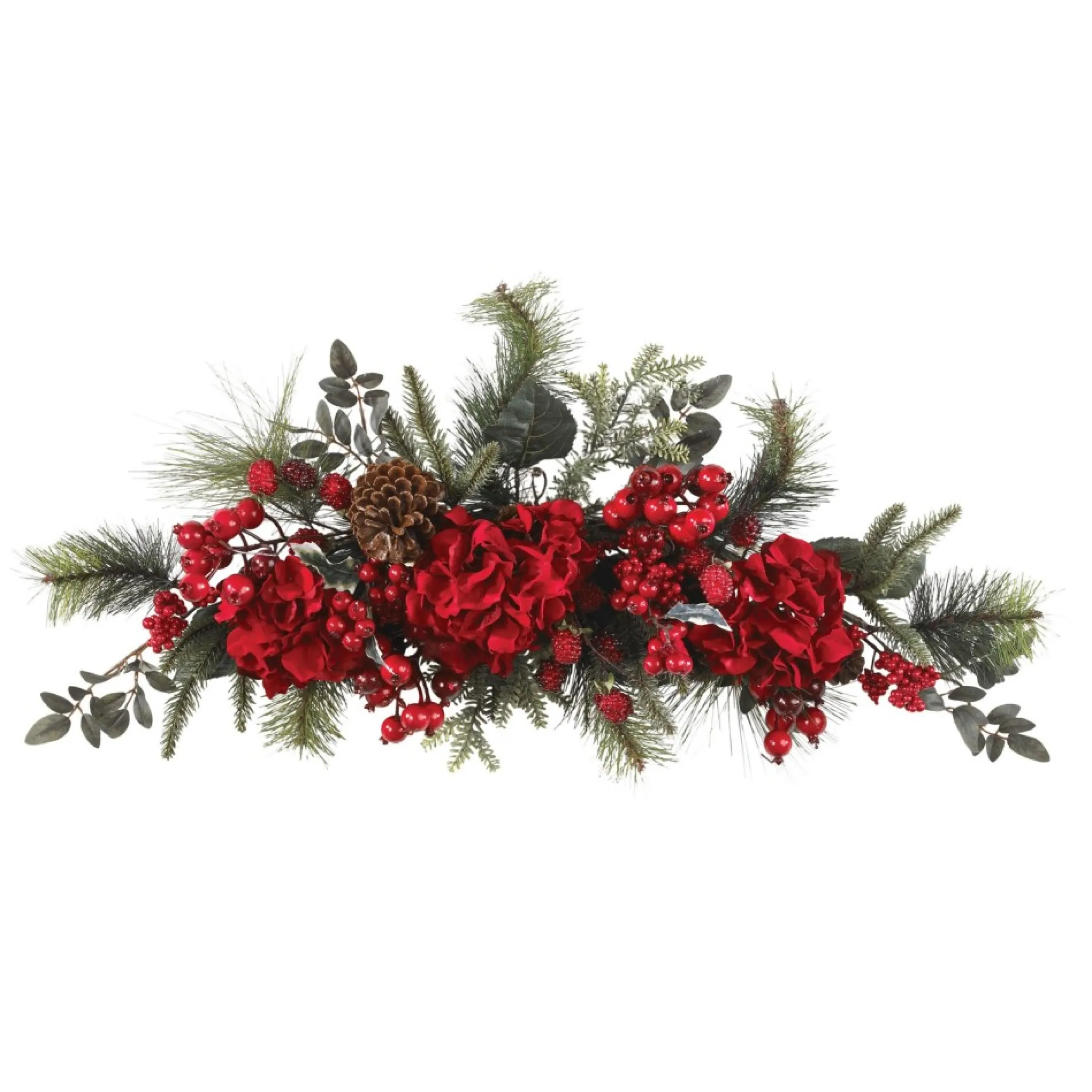 30" Hydrangea And Berries Artificial Christmas Swag, Unlit