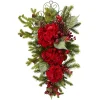 27" Hydrangea Artificial Christmas Teardrop Swag, Unlit