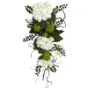 28" Hydrangea Artificial Spring Teardrop Swag, Unlit