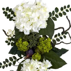28" Hydrangea Artificial Spring Teardrop Swag, Unlit