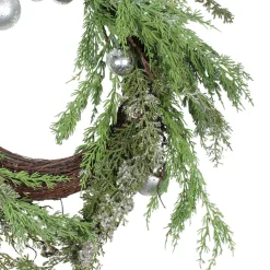 Iced Cedar Ornaments And Bells Artificial Christmas Wreath - 24-Inch, Unlit