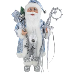 16" Ice Palace Santa Claus With Staff And Bag Christmas Figure