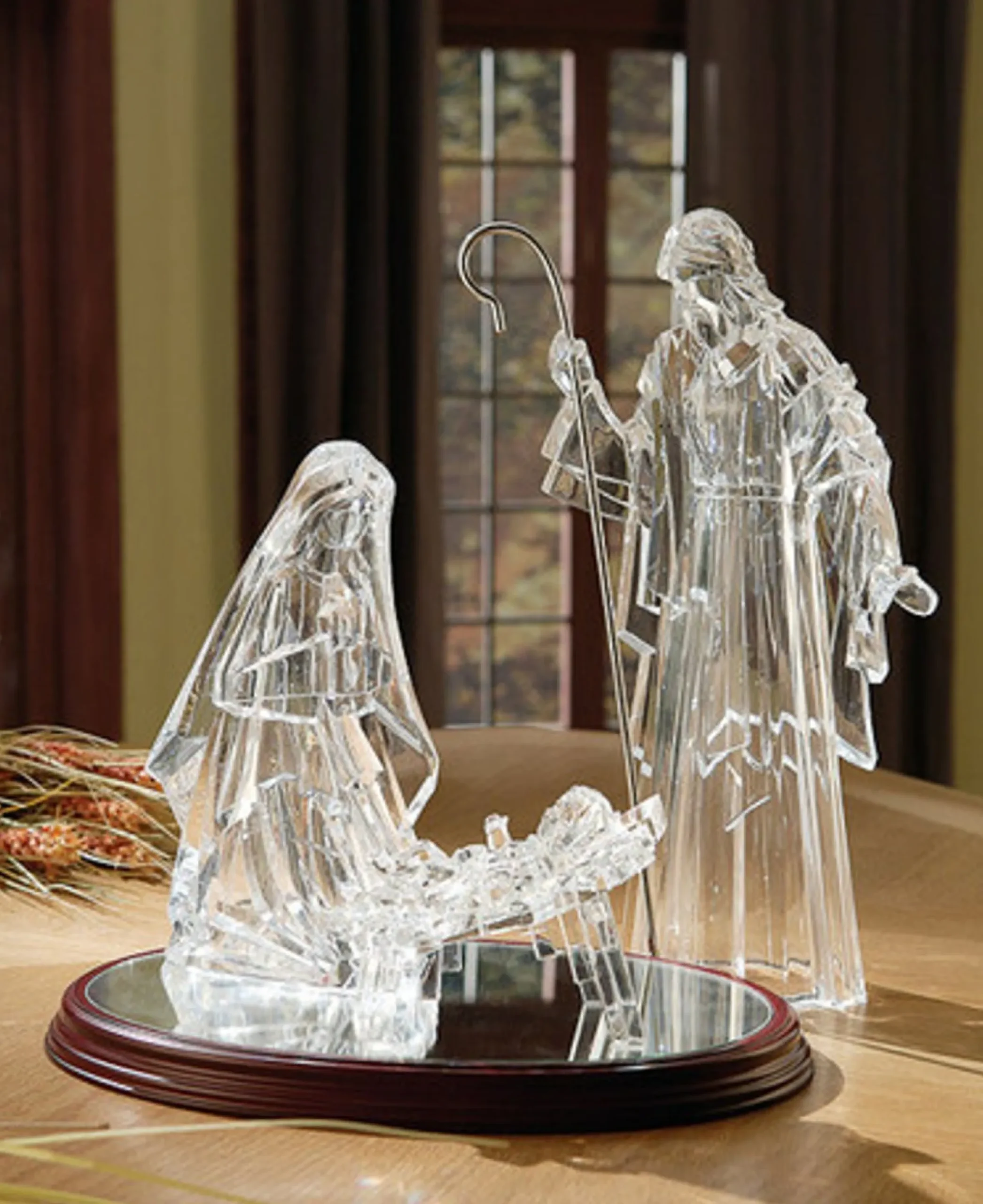 Icy Crystal Illuminated Religious Holy Family Christmas Nativity Figure 16"