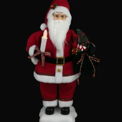 24-Inch Animated Santa Claus With Lighted Candle Musical Christmas Figure