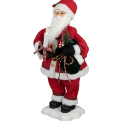 24-Inch Animated Santa Claus With Lighted Candle Musical Christmas Figure