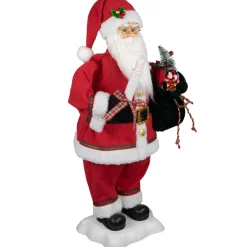 24-Inch Animated Santa Claus With Lighted Candle Musical Christmas Figure