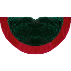 26-Inch Dark Green With A Red Velveteen Border Christmas Tree Skirt