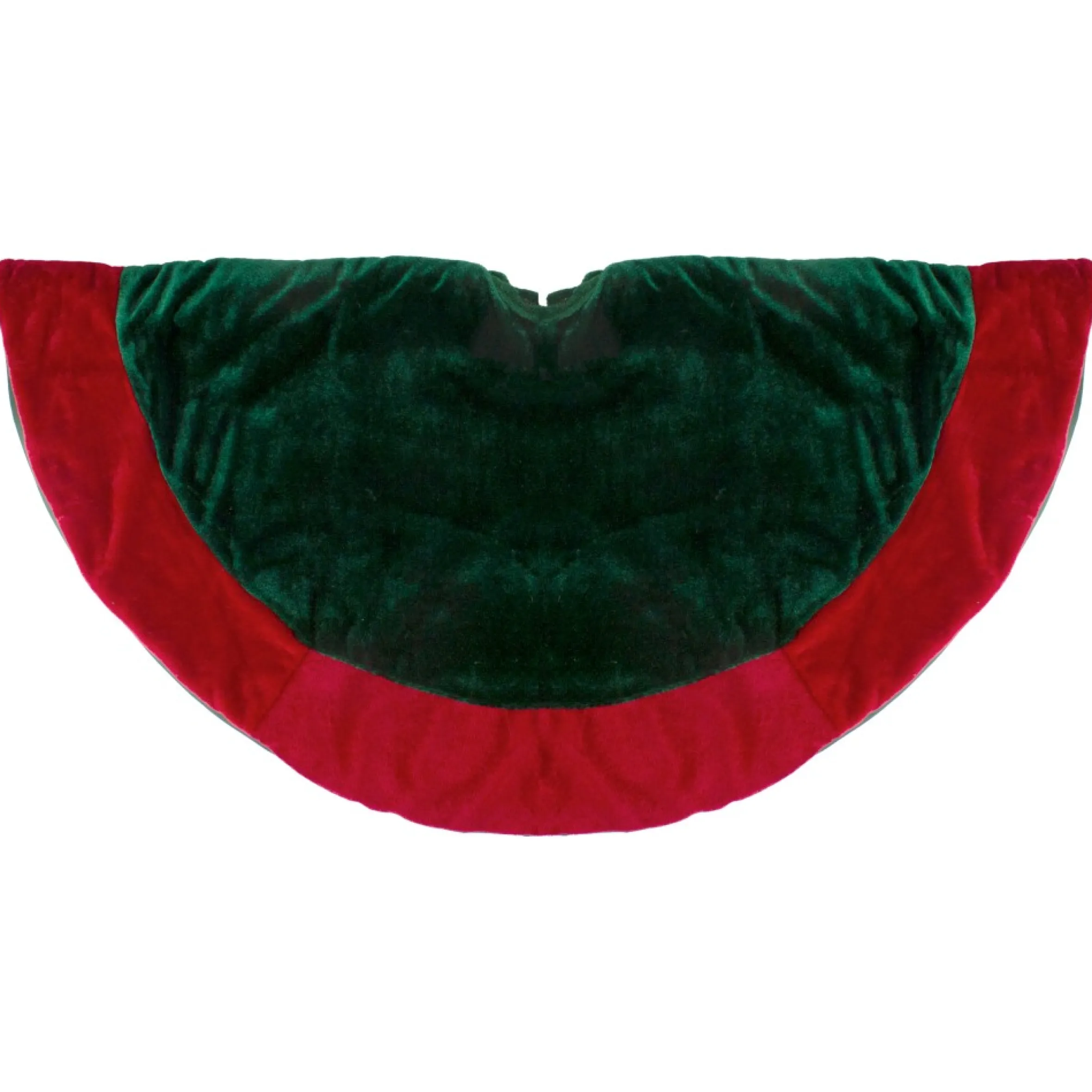26-Inch Dark Green With A Red Velveteen Border Christmas Tree Skirt