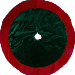 26-Inch Dark Green With A Red Velveteen Border Christmas Tree Skirt