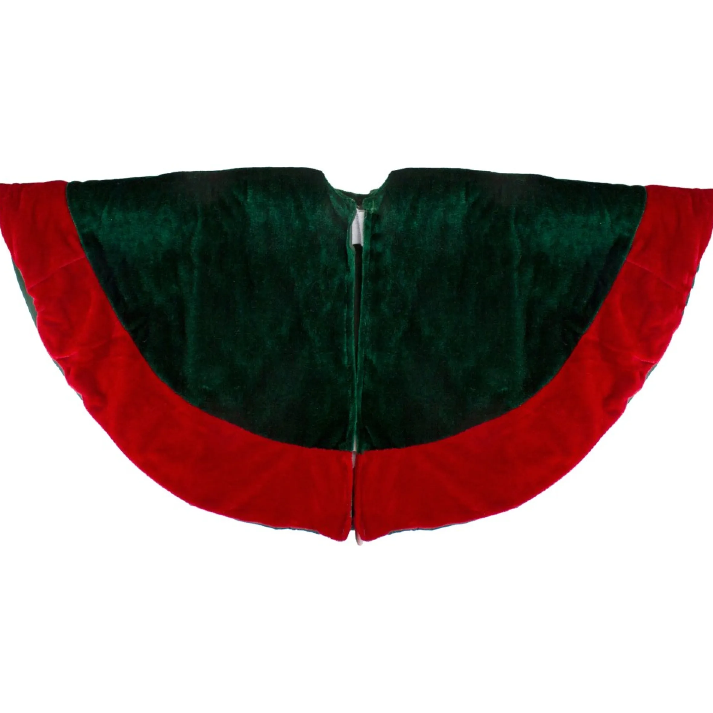 26-Inch Dark Green With A Red Velveteen Border Christmas Tree Skirt
